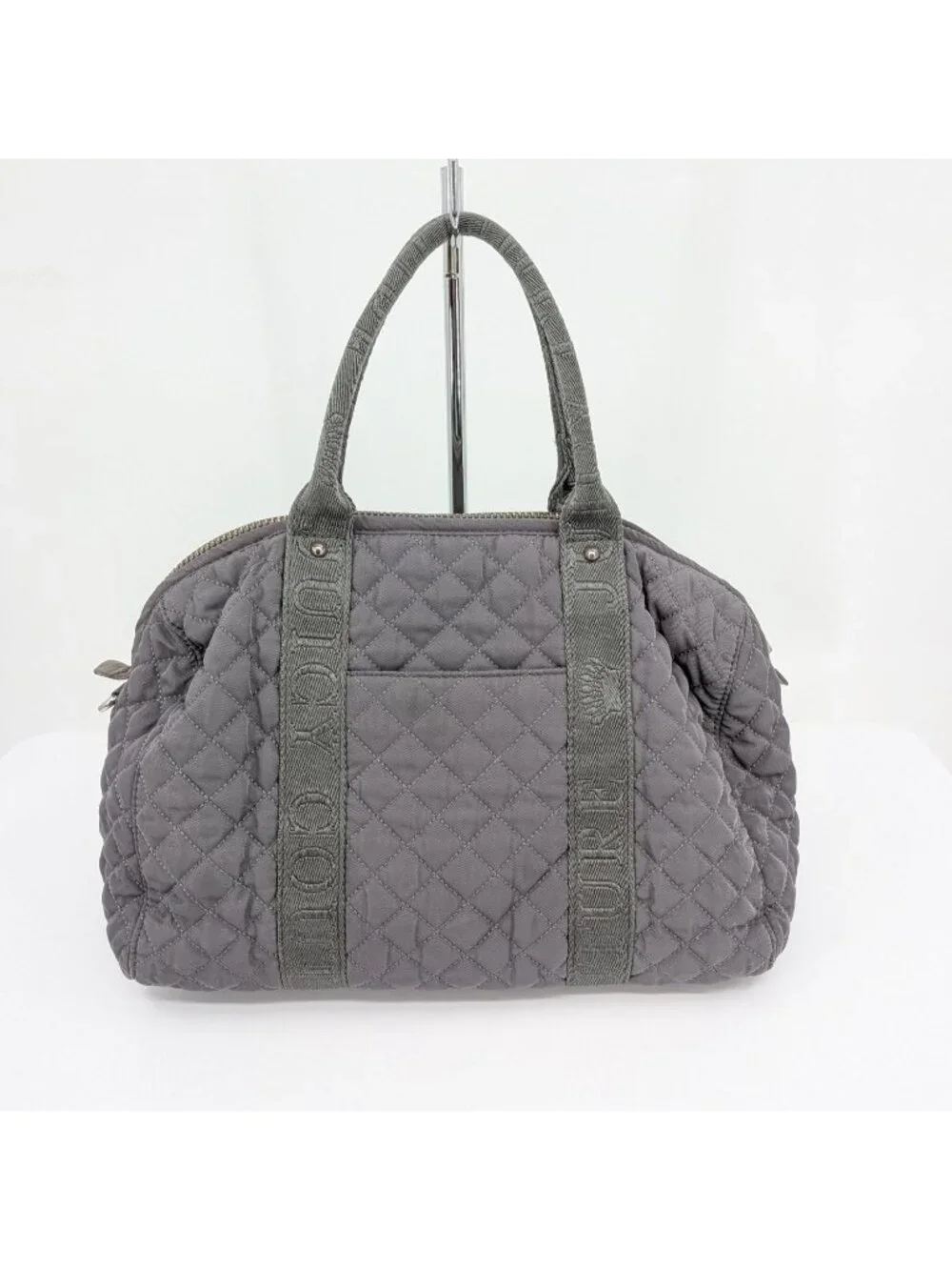 Vtg Y2K Juicy Couture Nylon Quilted Puffer Satchel Handbag With‎ Logo Gem Charm